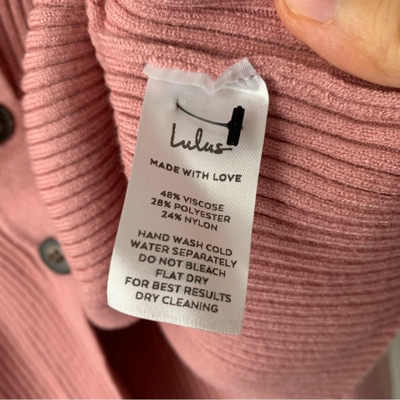 LULUS At First Crush Mauve Pink Puff Shoulder Cropped Cardigan Sweater - Picture 10 of 10